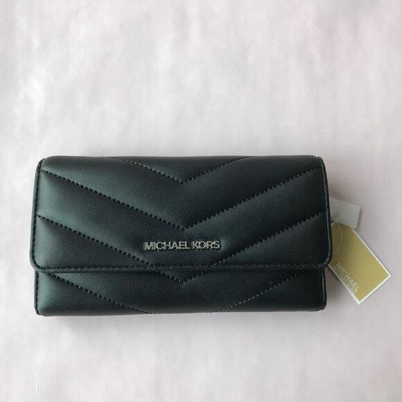 Michael Kors Jet Set Travel LG Trifold Women's Wallet - Black MSRP $328 - Picture 3 of 14